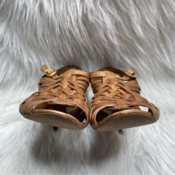 Tory Burch Boho Leather Woven Heels Size 7.5 - Picture 3 of 10